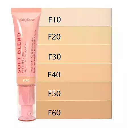Base liquida SOFT BLEND tono F60 de Ruby Rose